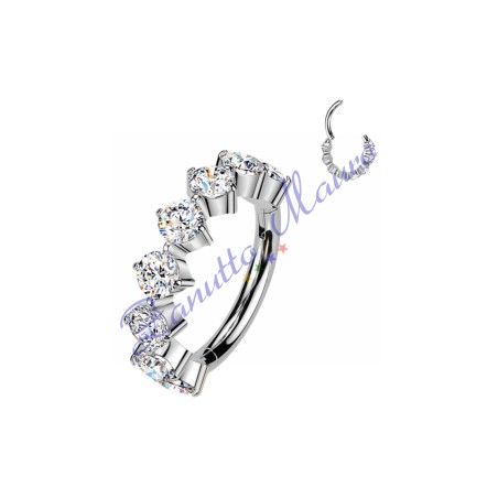 Piercing anello con clicker e cristalli filo 1,2 diametro mm  8 PY180 - septum