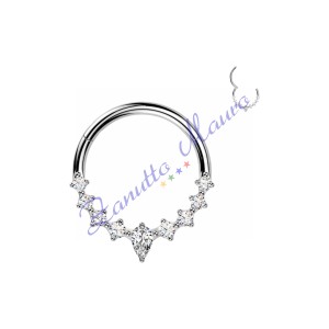 Piercing anello con clicker e cristalli filo 1,2 diametro mm  8 PY179 - septum