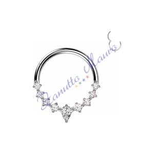 Piercing anello con clicker e cristalli filo 1,2 diametro mm 10 PY179 - septum