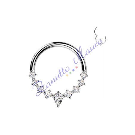 Piercing anello con clicker e cristalli filo 1,2 diametro mm 10 PY179 - septum
