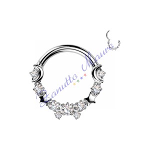 Piercing anello con clicker e cristalli filo 1,2 diametro mm 10 PY178 - septum