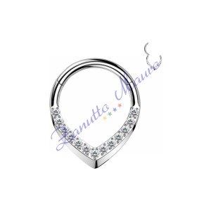 Piercing anello con clicker e cristalli filo 1,2 diametro mm  8 PY171 - septum