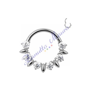 Piercing anello con clicker e cristalli filo 1,2 diametro mm  8 PY166 - septum