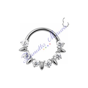 Piercing anello con clicker e cristalli filo 1,2 diametro mm 10 PY166 - septum