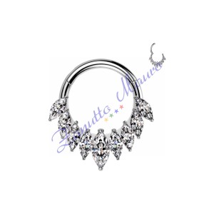 Piercing anello con clicker e cristalli filo 1,2 diametro mm  8 PY167 - septum