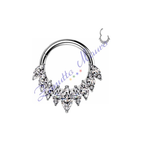 Piercing anello con clicker e cristalli filo 1,2 diametro mm 10 PY167 - septum