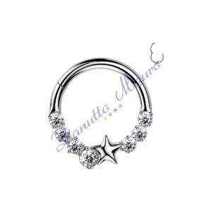 Piercing anello con clicker e cristalli filo 1,2 diametro mm  8 PY165 - septum