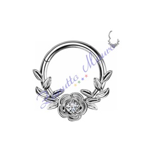 Piercing anello con clicker e cristalli filo 1,2 diametro mm 10 PY164 - septum