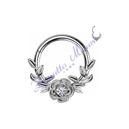 Piercing anello con clicker e cristalli filo 1,2 diametro mm 10 PY164 - septum