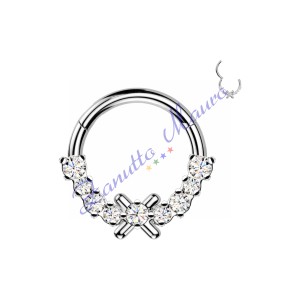 Piercing anello con clicker e cristalli filo 1,2 diametro mm  8 PY169 - septum