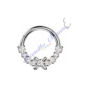 Piercing anello con clicker e cristalli filo 1,2 diametro mm 10 PY169 - septum