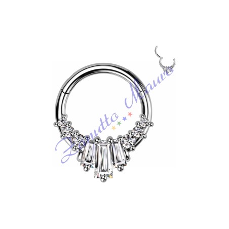 Piercing anello con clicker e cristalli filo 1,2 diametro mm 10 PY162 - septum